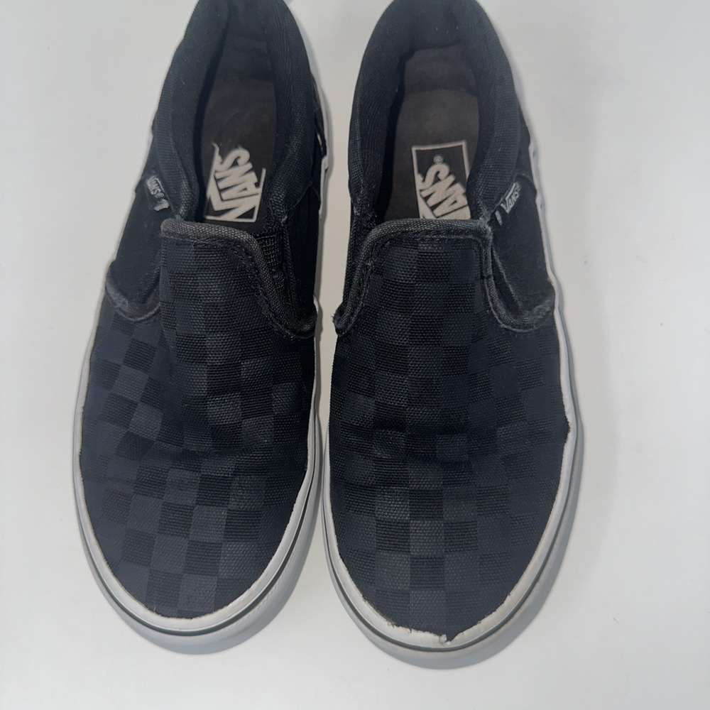 Vans Classic Black Checkerboard Slip Ons Kids Size 1 - Picture 8 of 16